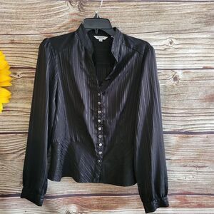 Capacity Unlimited long sleeve blouse Women's medium black/deep silver Pre-owned